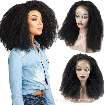 Wholesale wigs virgin hair vendor,180 density lace frontal wigs human hair curly, 4c afro kinky curly human hair lace front wigs